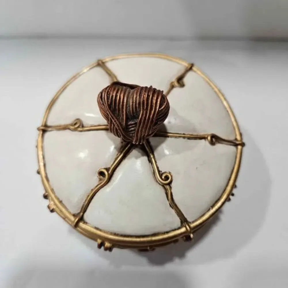White Gold Copper colored Heart Trinket Box